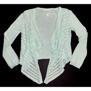 Matilda Jane Hello Lovely Gilded Girl waterfall cardigan sweater aqua blue 12 14